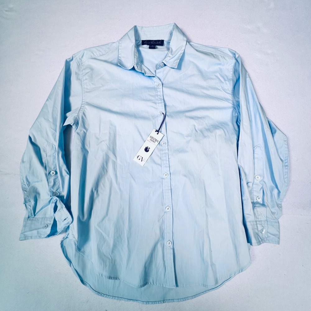 Gloria Vanderbilt Amanda Shirt Womens Size S Pale Sky Blue New With Tags
